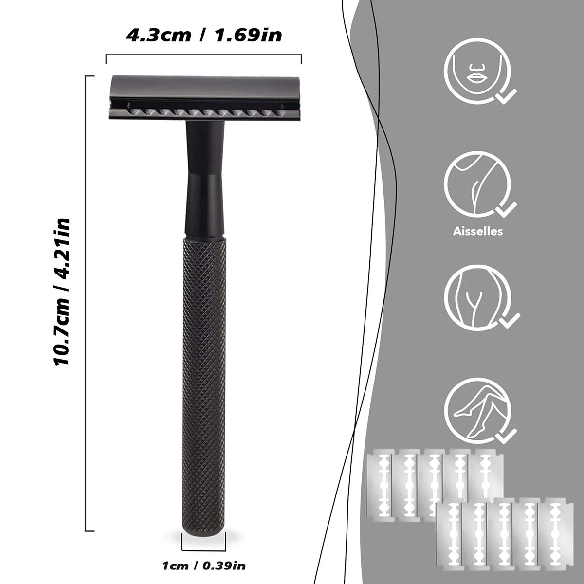 Safety Razor Handle - Siyah Ağırlıklı Saplı Erkekler İçin Güvenlikli