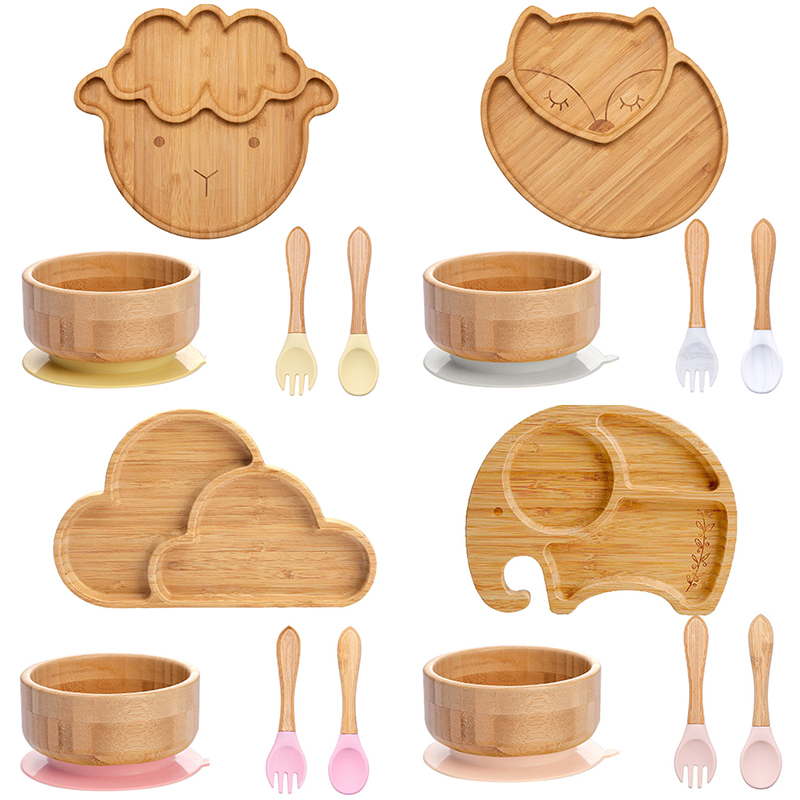 Bamboo Cutlery - 4 adet çocuk sofra emme plaka