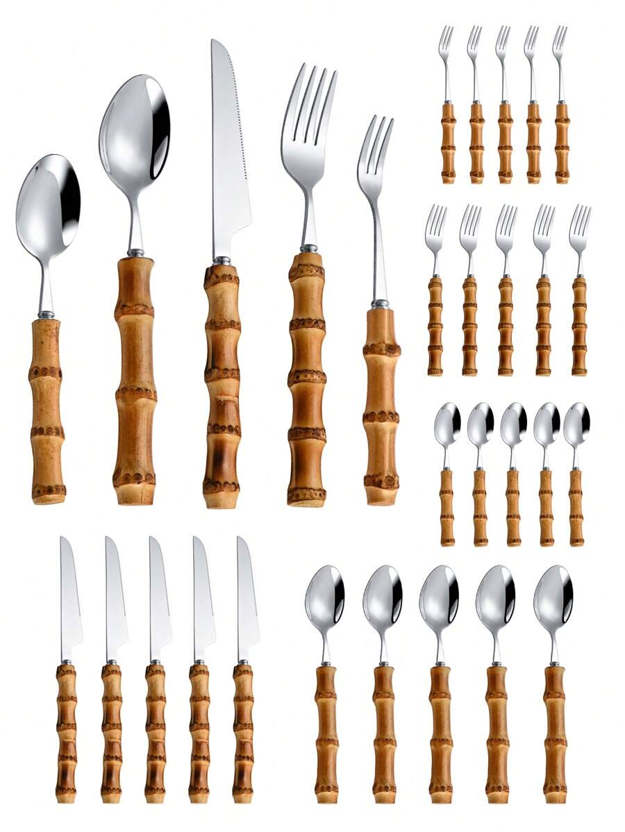 30 parçalı paslanmaz çelik çat - Bamboo Cutlery incelemesi ve fiyatı