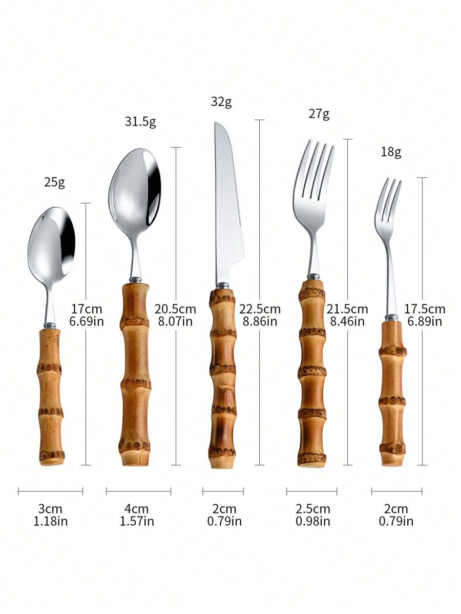 30 parçalı paslanmaz çelik çat - Bamboo Cutlery incelemesi ve fiyatı