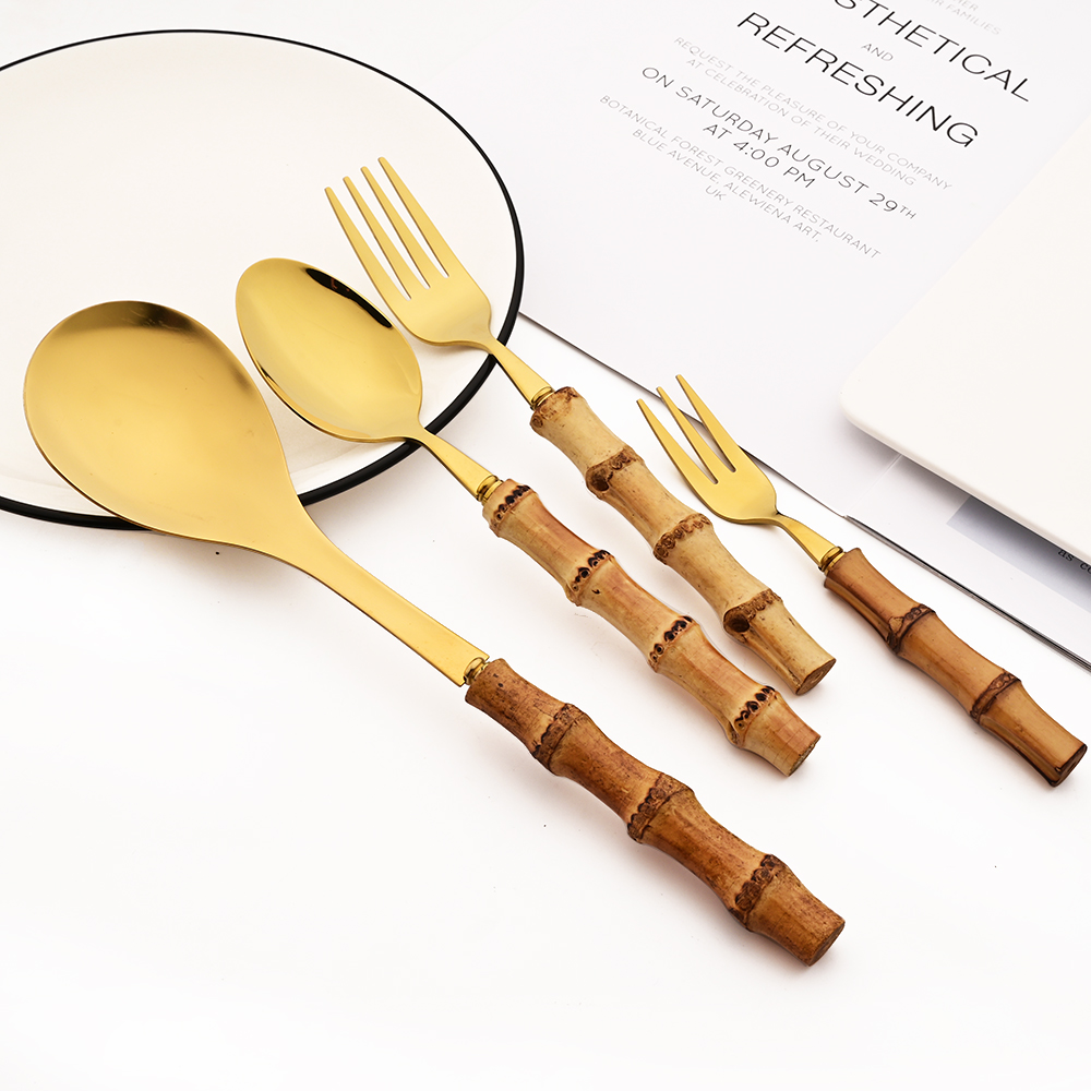 6 adet altın doğal bambu saplı - Bamboo Cutlery incelemesi ve fiyatı